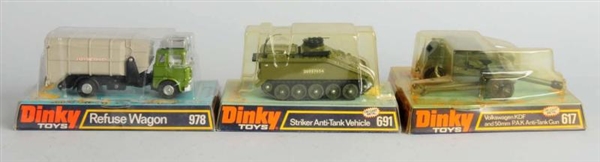 LOT OF 3: DIE CAST DINKY VEHICLE TOYS.            