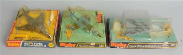 LOT OF 3: DIE CAST DINKY AIRPLANE TOYS.           