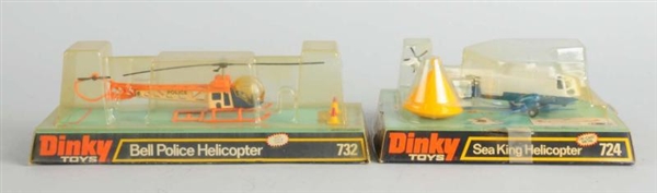 LOT OF 2: DIE CAST DINKY HELICOPTER TOYS.         
