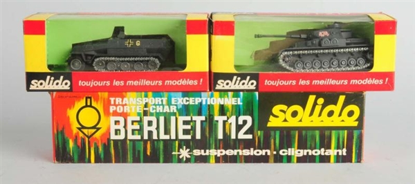 LOT OF 3: DIE CAST SOLIDO MILITARY VEHICLES.      
