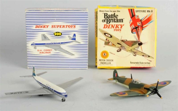 LOT OF 2: DIE CAST DINKY AIRPLANE TOYS.           