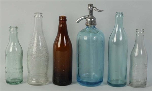 LOT OF 6: ASSORTED GLASS BOTTLES.                 