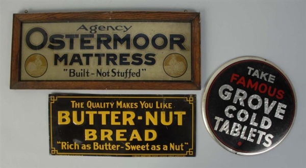 LOT OF 3: ASSORTED  ADVERTISING SIGNS.            