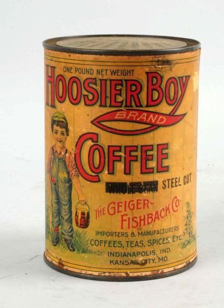 HOOSIER BOY COFFEE TIN.                           