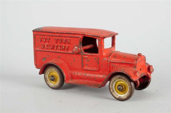 CAST IRON TOY TOWN DELIVERY TRUCK.                