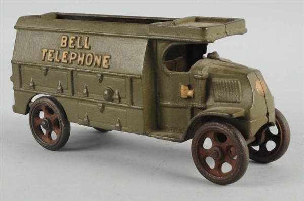CAST IRON HUBLEY BELL TELEPHONE TRUCK.            