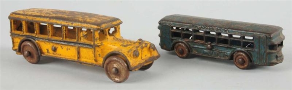 LOT OF 2: CAST IRON AMERICAN MADE BUSES.          