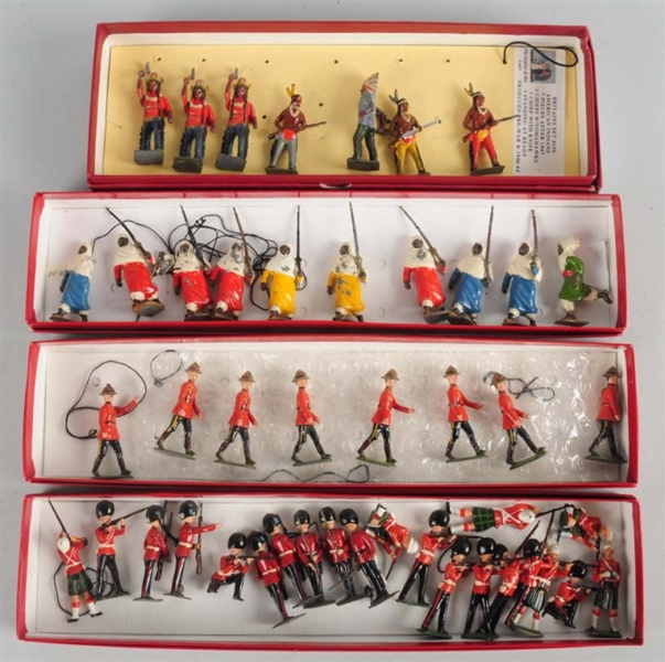 LOT OF 4: BOX SETS OF ENGLISH SOLDIERS & FIGURES. 