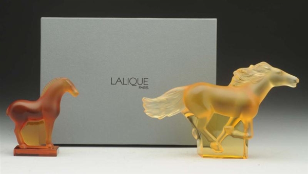 LOT OF 2: LALIQUE GLASS HORSES.                   