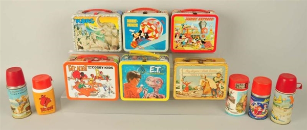 LOT OF 6: VINTAGE TIN LUNCHBOXES & 10 THERMOSES.  