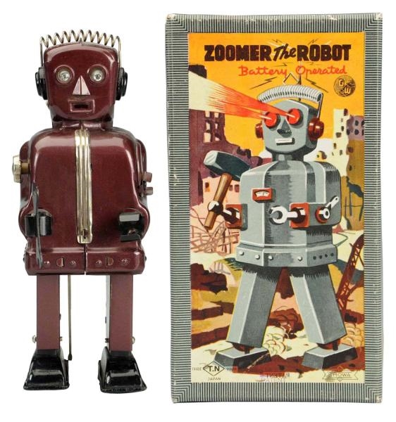 PAINTED TIN ZOOMER THE ROBOT.                     