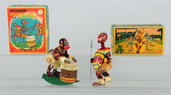 LOT OF 2: JAPANESE TPS WIND-UP AFRICAN TOYS.      