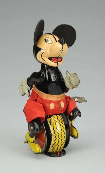 LINEMAR TIN WIND-UP MICKEY MOUSE UNICYCLE TOY.    