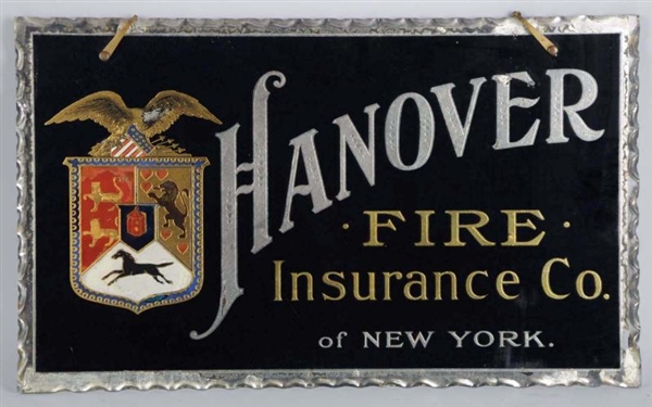 HANOVER FIRE INSURANCE CO. REVERSE ON GLASS SIGN. 