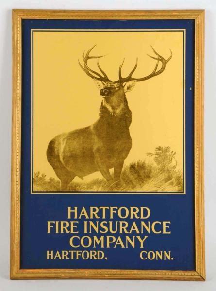 HARTFORD FIRE INSURANCE CO. REVERSE ON GLASS SIGN 
