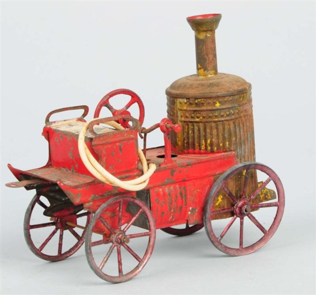 EARLY HAND-PAINTED FRENCH FIRE PUMPER TOY.        