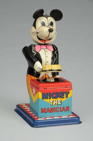 LINEMAR TIN WIND-UP MICKEY MOUSE THE MAGICIAN TOY 