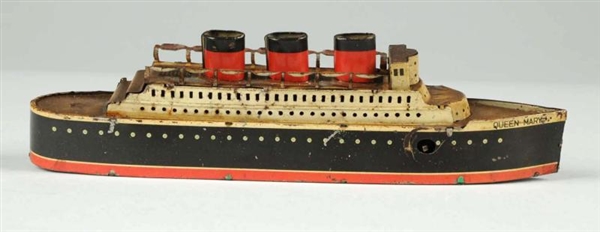 QUEEN MARY TIN LITHO WIND-UP OCEAN LINER BOAT TOY 