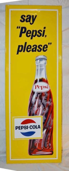 "PEPSI, PLEASE" WITH BOTTLE LOGO SIGN.            