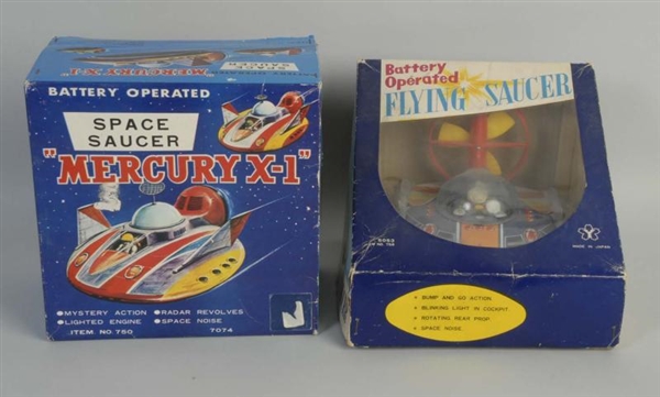 LOT OF 2: JAPANESE SPACE SAUCER TOYS.             