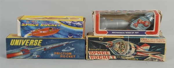 LOT OF 4: FOREIGN MADE SPACE VEHICLE TOYS.        