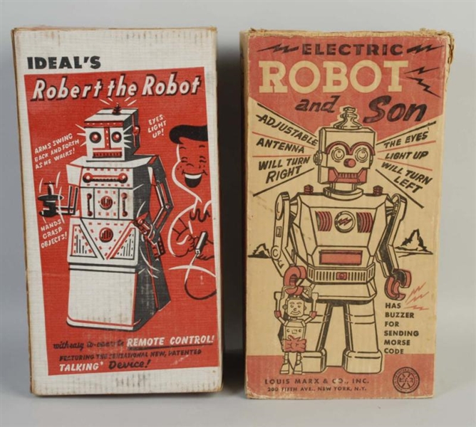 LOT OF 2: AMERICAN MADE PLASTIC ROBOT TOYS.       