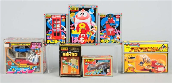LOT OF 7: DIECAST JAPANESE CHARACTER FIGURES.     