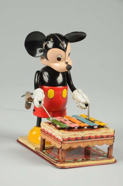 MICKEY MOUSE XYLOPHONE TIN LITHO WINDUP TOY.      