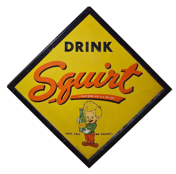 DRINK SQUIRT WITH BOY LOGO WOOD FRAMED SIGN.      