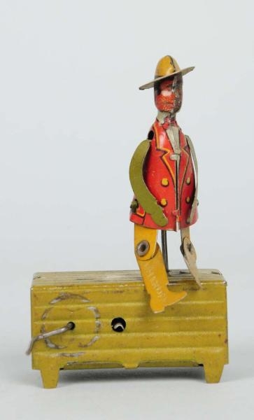 GERMAN TIN LITHO WIND-UP ROOF DANCER PENNY TOY.   