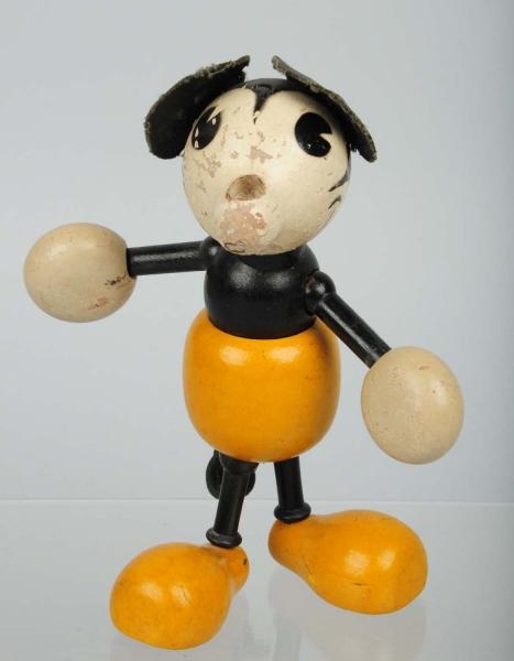 WOOD JOINTED MICKEY MOUSE WITH LOLLIPOP HANDS.    
