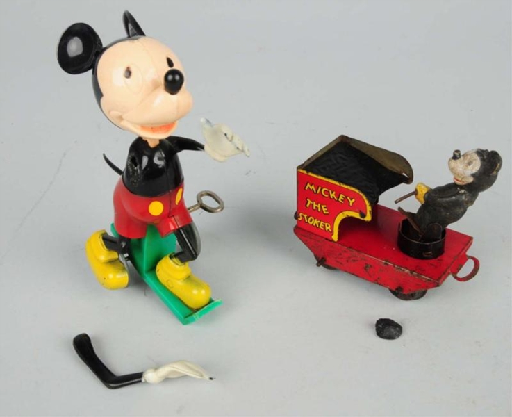 LOT OF 2: MICKEY MOUSE PLASTIC TOYS.              
