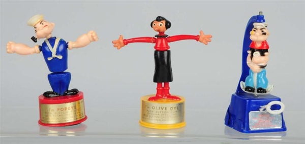 LOT OF 3: POPEYE & OLIVE PUSH PUPPET TOYS.        