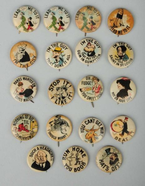 LOT OF 19: TOBACCO PINBACK BUTTONS.               