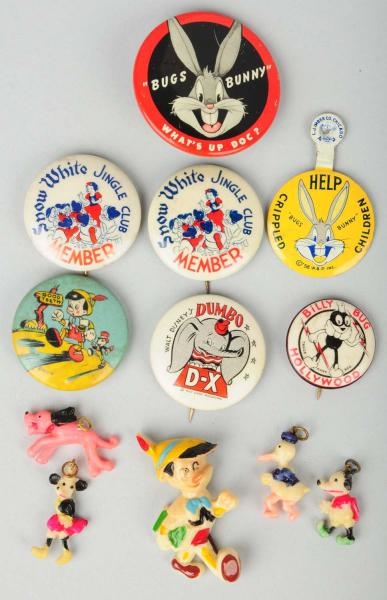 LOT OF 12: DISNEY PIN BACK BUTTONS.               