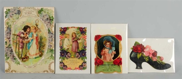 LOT OF 4: EARLY DIE CUT  ADVERTISING PIECES.      