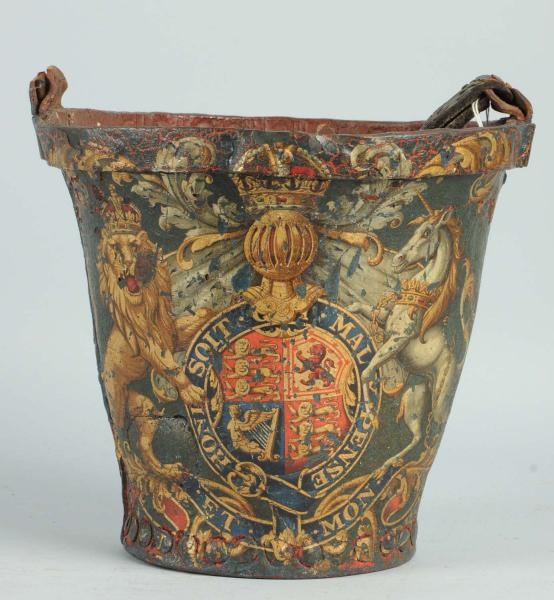 RIVETED HAND PAINTED FIRE BUCKET.                 
