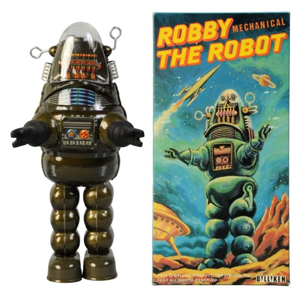 CONTEMPORARY TIN LITHO WINDUP ROBBY THE ROBOT TOY 