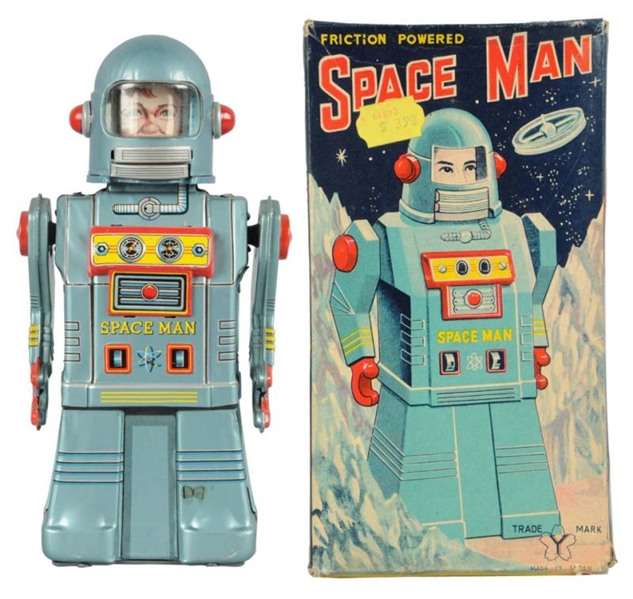 TIN LITHO & PAINTED CRANK-WIND SPACEMAN.          