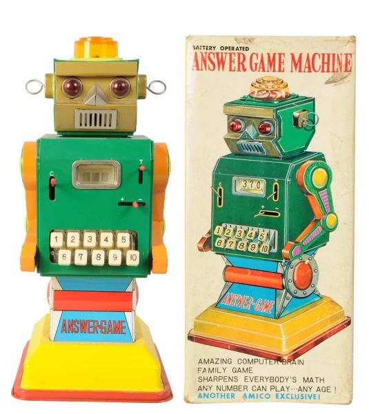 TIN LITHO & PAINTED. ANSWER GAME MACHINE          