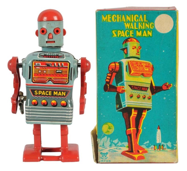 TIN LITHO & PLASTIC WIND-UP MECHANICAL SPACE MAN. 