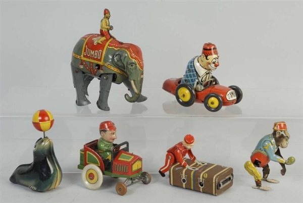 LOT OF 6: GERMAN TIN WIND UP & FRICTION TOYS.     