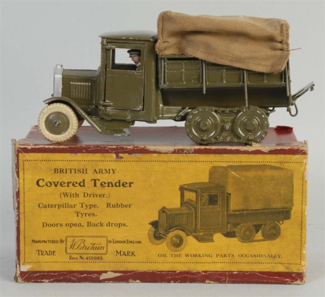 BRITAINS BRITISH ARMY COVERED TENDER WITH DRIVER. 