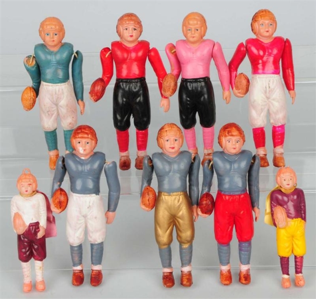LOT OF 9: CELLULOID FOOTBALL PLAYER TOYS.         