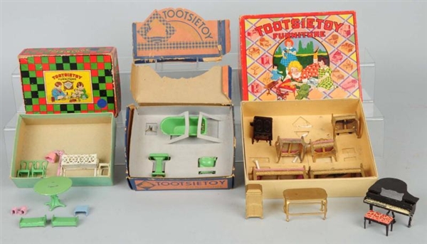 LOT OF 3: TOOTSIETOY FURNITURE SETS.              