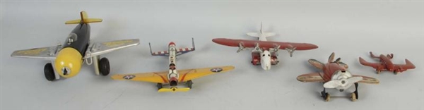 LOT OF 5: TIN & PLASTIC  AIRPLANES TOYS.          