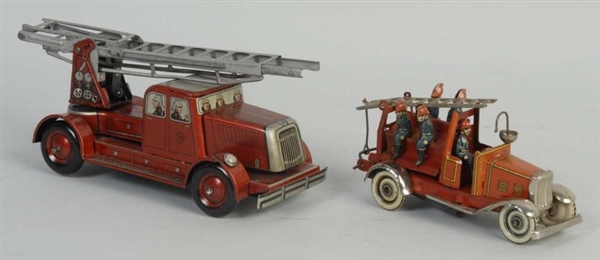 LOT OF 2: GERMAN TIN WIND UP FIRE ENGINES.        