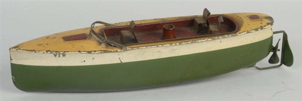 EARLY HAND PAINTED IVES VIM CLOCKWORK BOAT.       