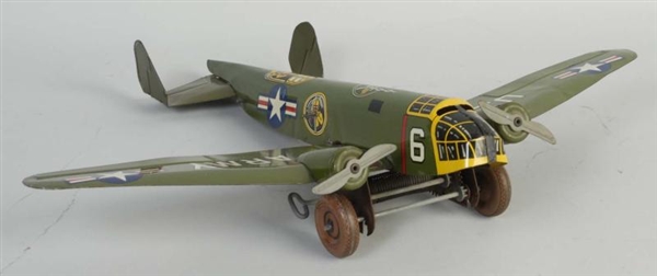 MARX TIN WIND UP US ARMY MILITARY AIRPLANE.       