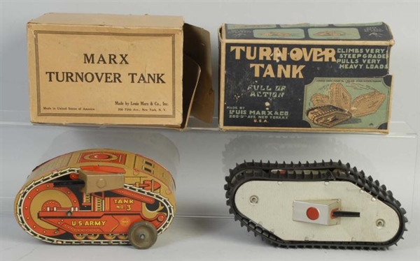 LOT OF 2: MARX TIN WIND  UP TURNOVER TANKS.       